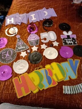 Happy Birthday 2  Happy B D Banners 6 Stars 11 Twirleys That Hang 3 Flower Decor